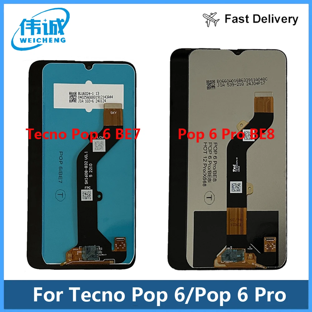 Tested LCD For Tecno Pop 6 BE7 LCD Display Touch Screen Digitizer Assembly For Pop 6 Go BE6j Pop 6 Pro BE8 LCD Replacement Parts