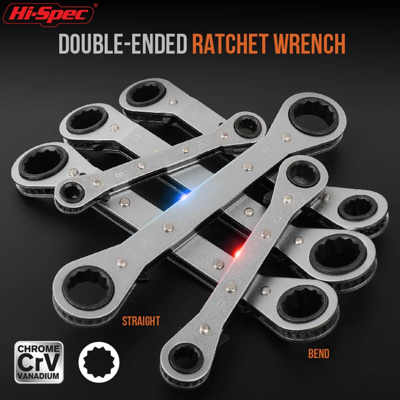 hi-spec 6-22mm Wrenches  Double Head Combination Wrenches Chromium-vanadium Steel Metric Ratchet Wrench