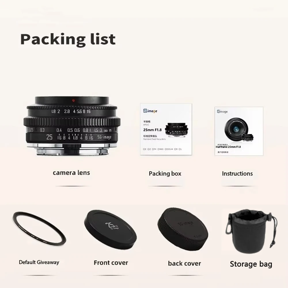 عدسة صورة ثابتة SGimage 25 مم F1.8 لكاميرات Sony E وFuji X وCanon RF/EF-M وM4/3 وNikon Z وLica/Sigma/Panasonic L Mount