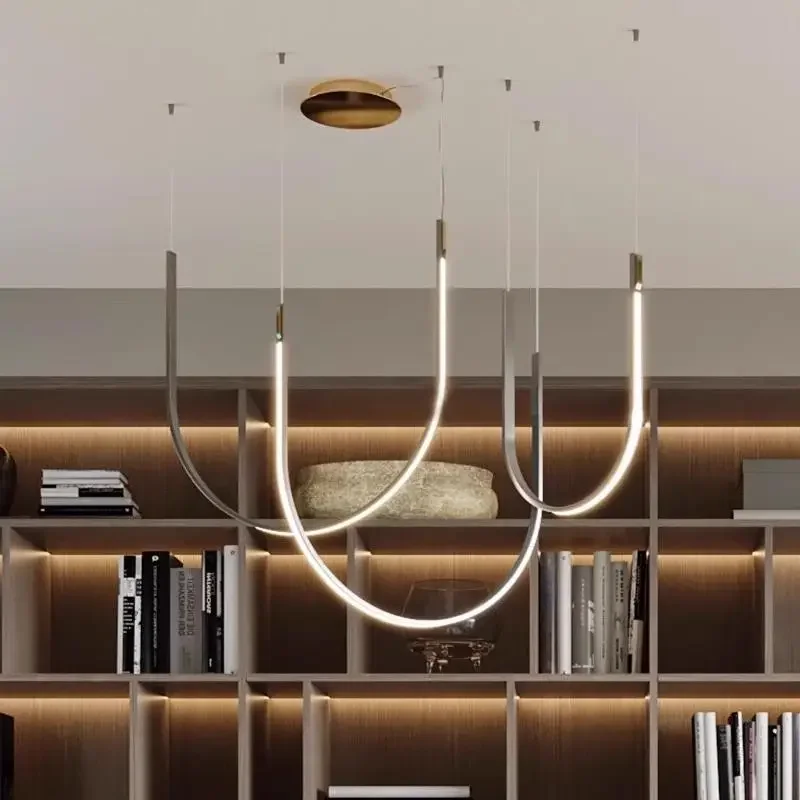 

Modern Minimalist U Home Design Led Pendant Lights Aluminium for Living Dining Table Conference Room Lamp Tape Hanging Fixture