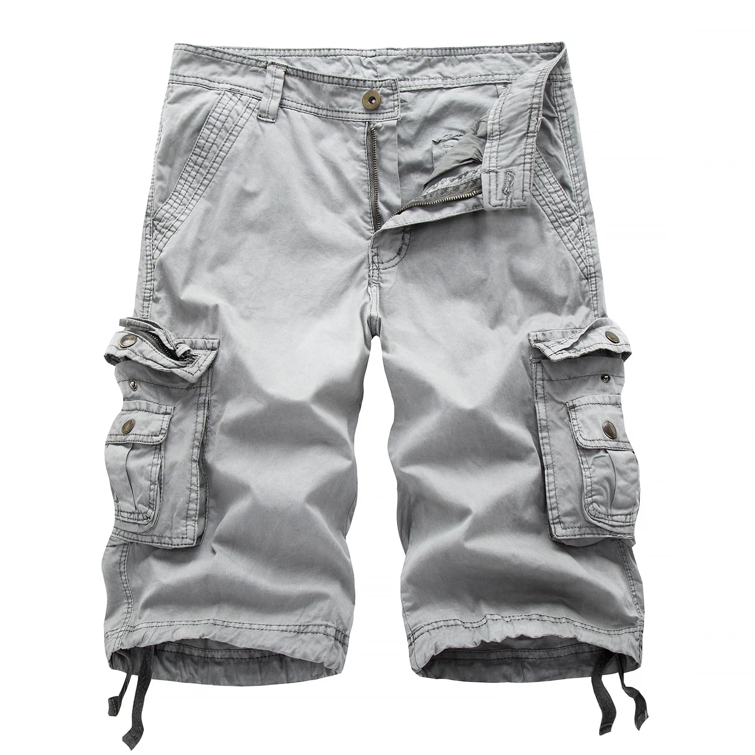 Casual Summer Workwear Shorts Men's Large Size Loose Beach Pants 5-Point Trousers Cotton Straight Leg mid Waist Pants