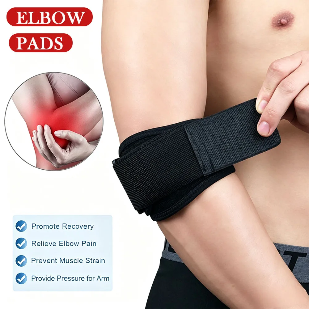 Sports Compression Elbow Brace Support Straps with GEL Pad & Adjustable Band for Tennis Golfer Relieve Tendonitis Forearm Pain