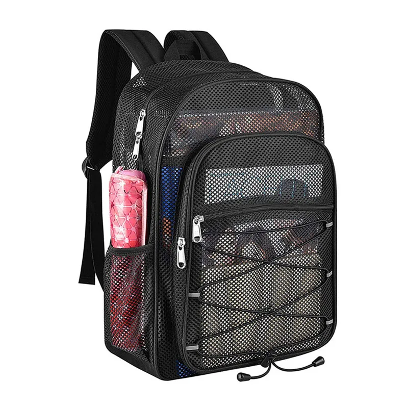 Mesh Backpack Purse Comfortable Shoulder Strap Portable Gym Bags High-Capacity Multifunctional Wear-resistant for Outdoor Sports