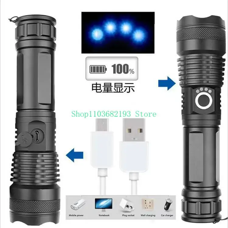 Power Torch Type-C Charging Outdoor Highlight Remote Lighting Power Display Telescopic Change