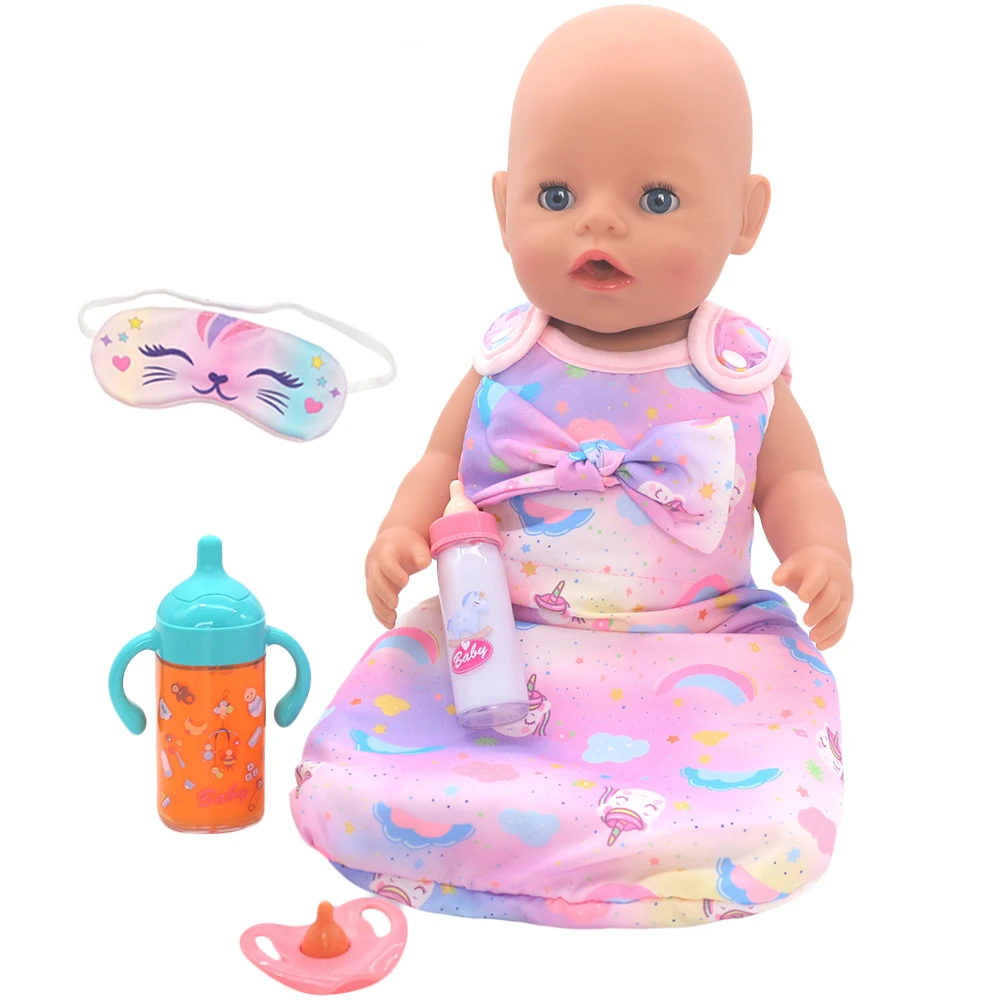 Neuer Puppenschlafsack mit Kissen, Puppenzubehör für 10–18 Zoll große Puppen, weiches Design für Puppen, Reisepuppen, zum Ausgehen, Tragetasche