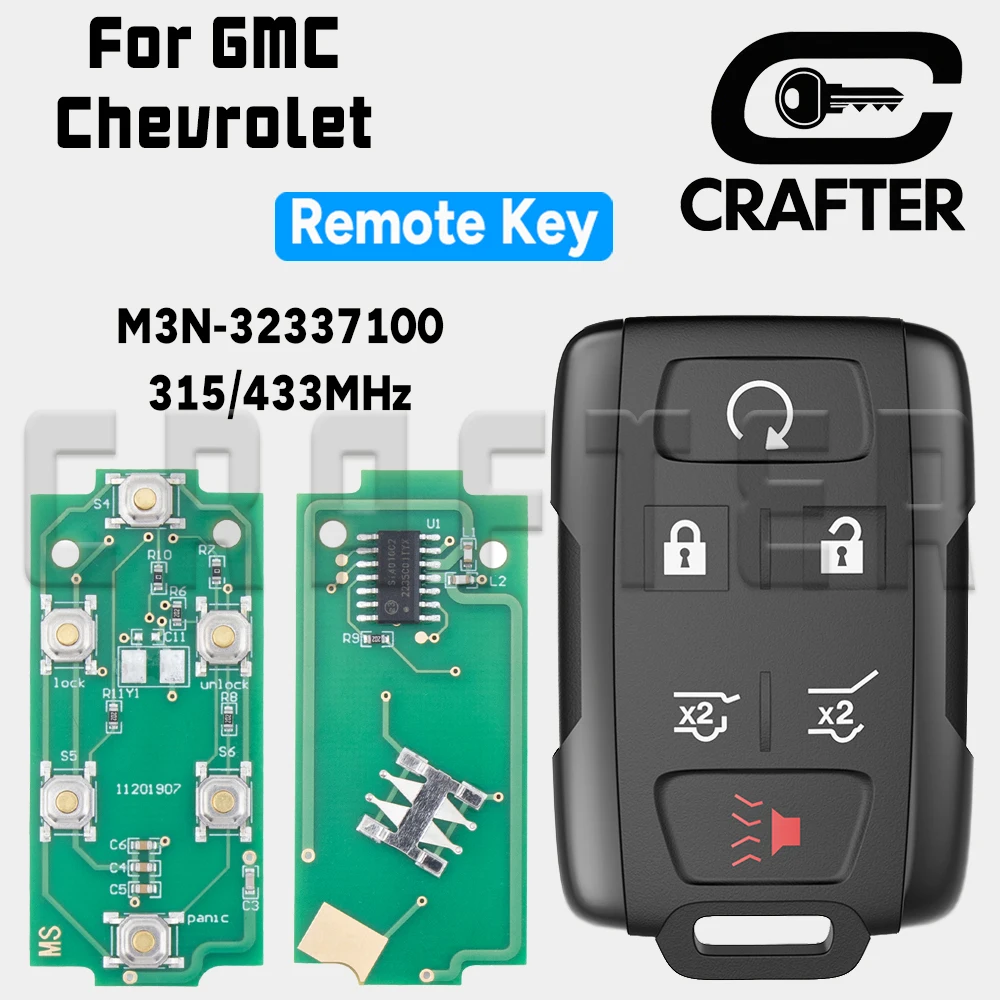 Key Crafters Car Remote Key M3N-32337100 315/433MHz For Chevrolet Tahoe Colorado Silverado Suburban GMC Canyon Sierra Yukon