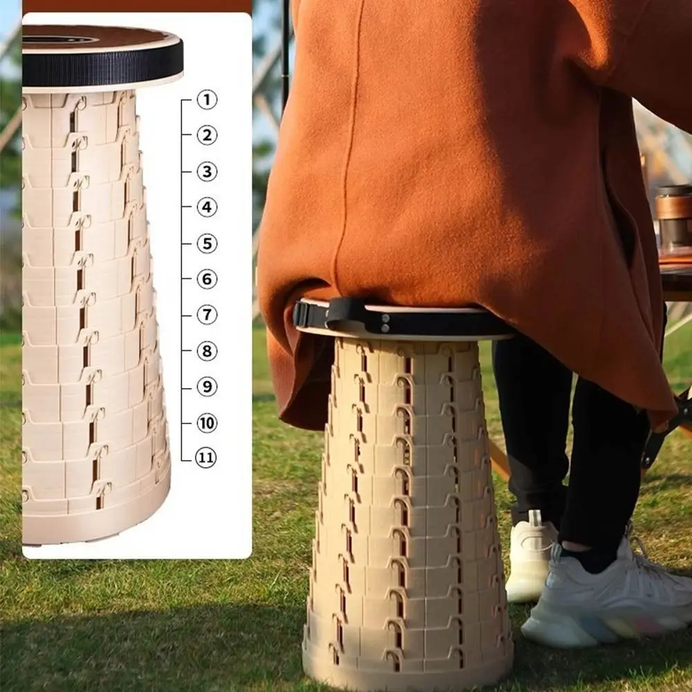 

Adjustable and Extendable Telescoping Folding Stool Soft Rubber Seats Collapsible Camping Stool Sturdy Strong Load-bearing