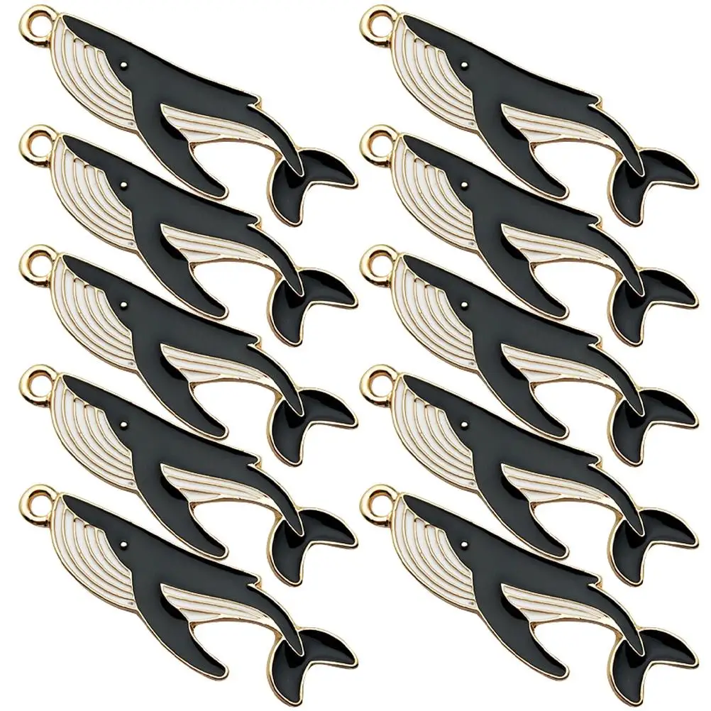 

10pcs Cartoon Whale Keychain Stainless Steel Alloy Charms Jewelry Making Supplies Lovely Pendant Decorations Hanging Accessories