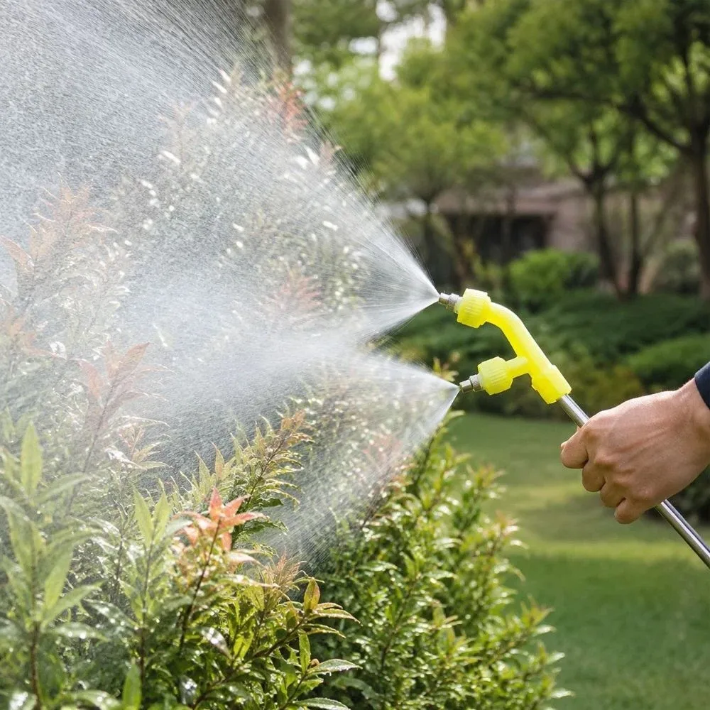 Copper Mouth Garden Sprayer Nozzles Adjustable High Pressure Atomizing Sprayer Nozzle Plastic Pole Multi Heads
