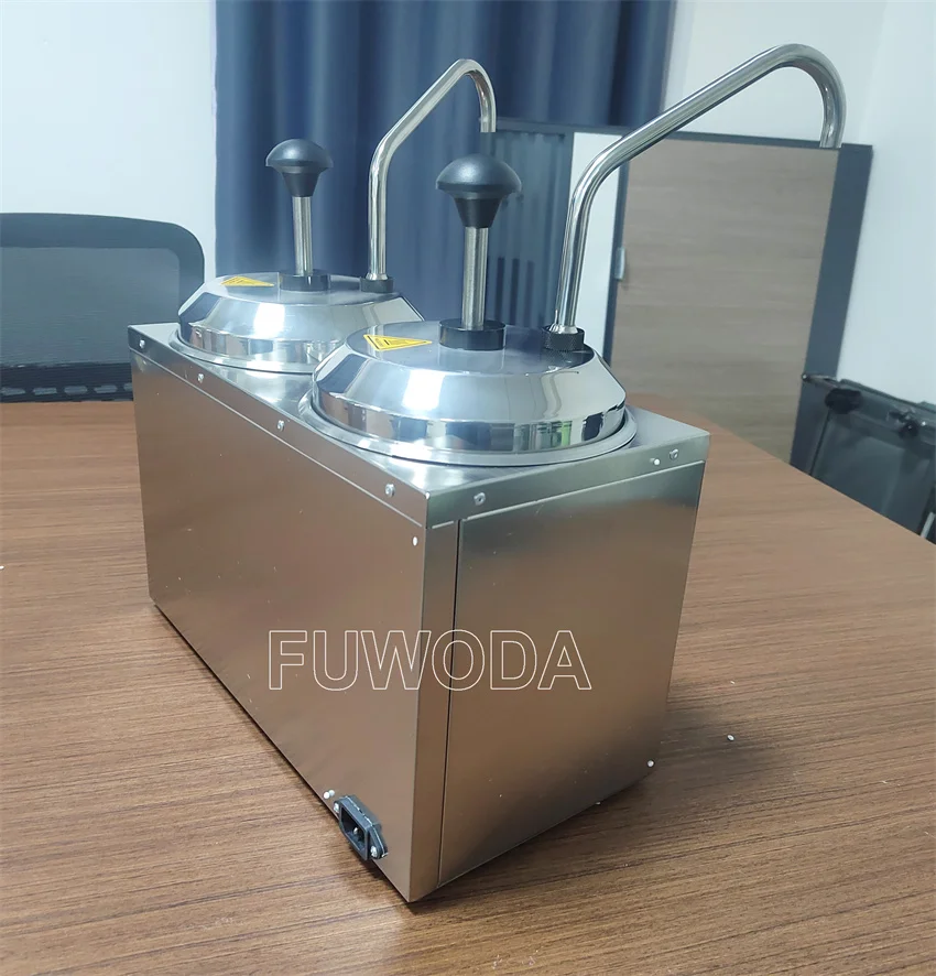 110V 220V Commercial 2 Pot Hot Fudge Pump Warmer Machine Chocolate Sauce Dispenser Nacho Cheese Warmer Dispenser Machine