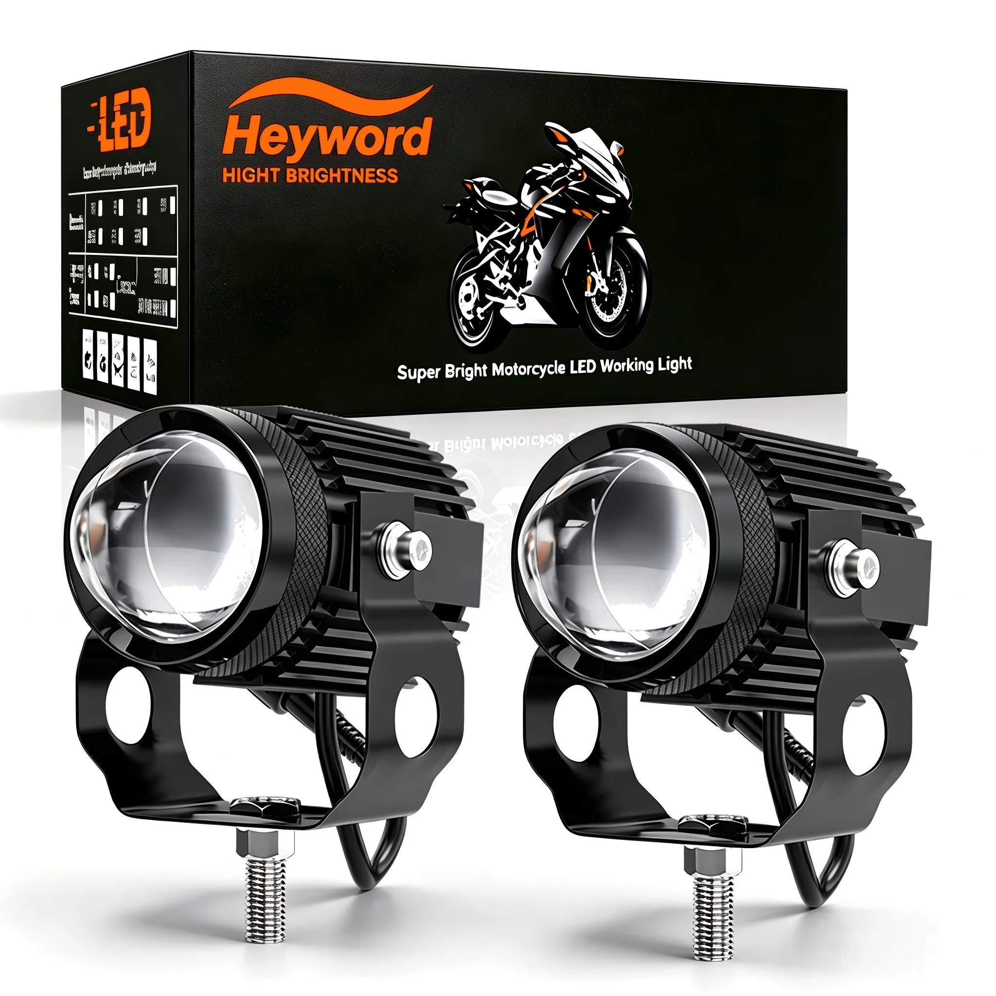 Heyword 1pc Motorcycle Mini  Light Dual Colo for Headlight Auxiliary Spotlight Lamp R ATV Scooter Moto Fog Light Accessories 12V