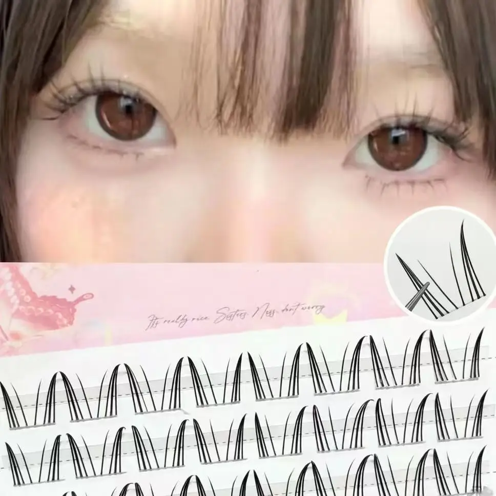 Little Rabbit Lash Clusters, Soft Thin Segmented Upper Lashes, Wispy Natural Fibers, Cute Doll Eyes for Daily Bare Makeup
