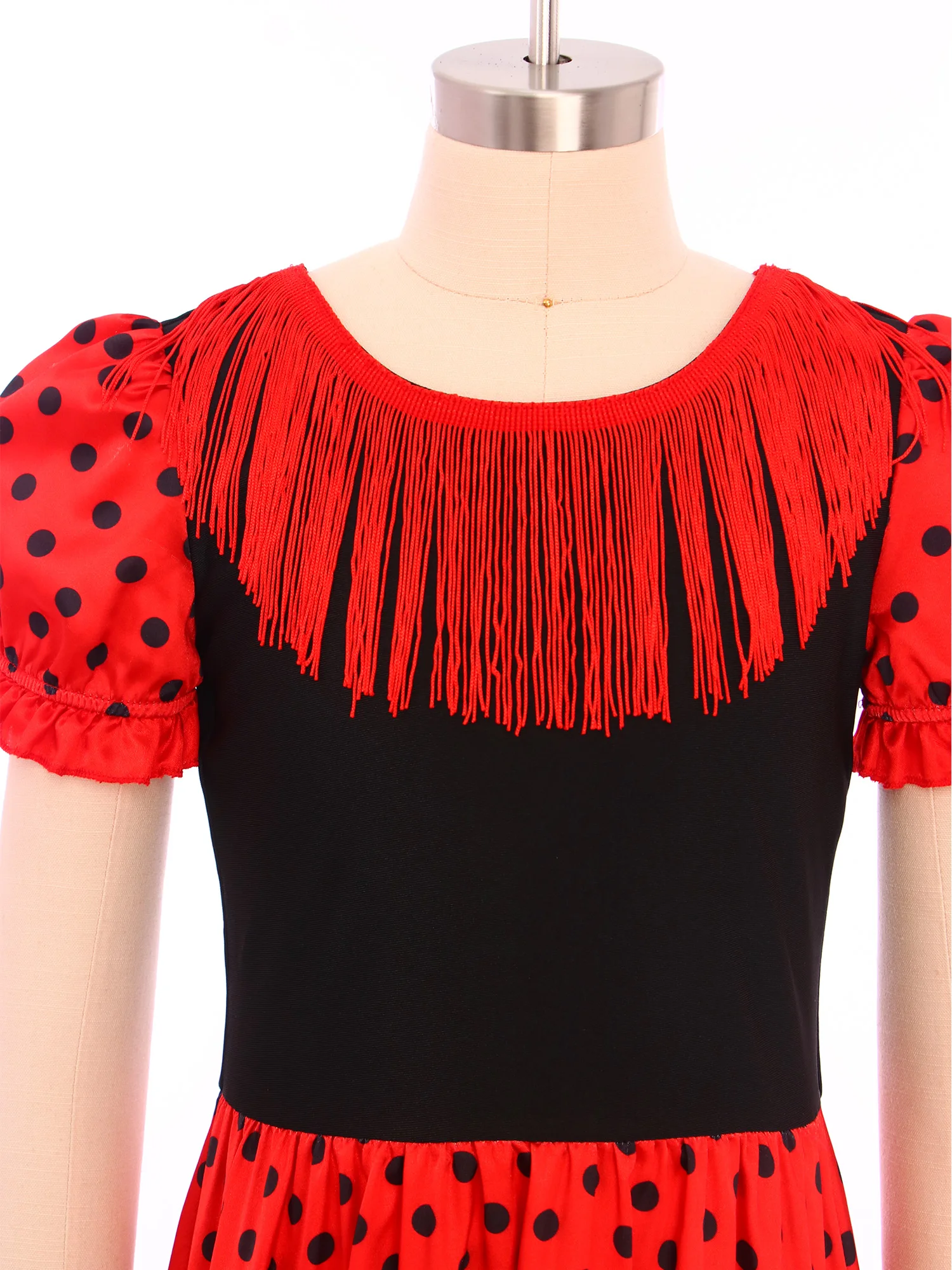 

Kids Girls Traditional Spanish Flamenco Dance Dress Classic Flamengo Gypsy Style Dresses Bullfight Festival Mexican Costume