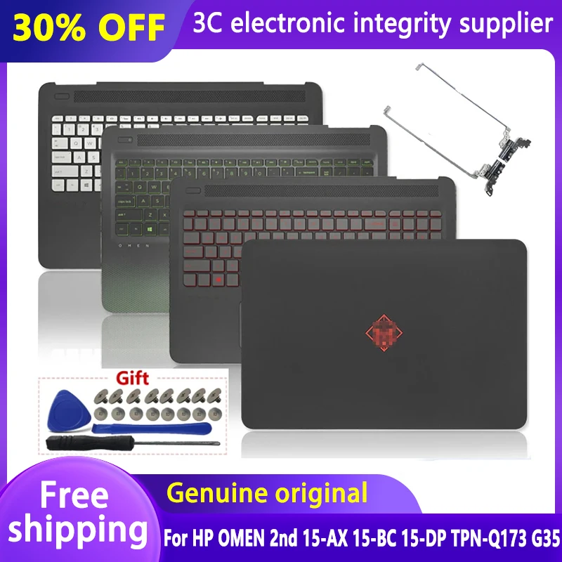 Cubierta trasera LCD para HP OMEN 2nd 15-ax 15-BC 15-DP TPN-Q173 G35, reposamanos, bisagras para teclado, funda superior 905118-001 859735-001