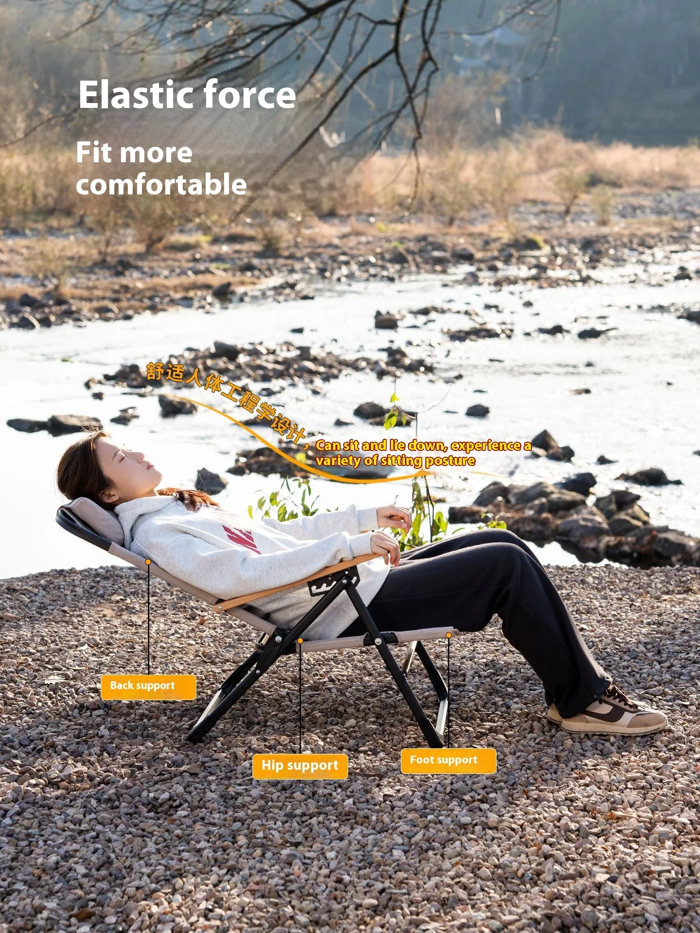 Outdoor Folding Chair Picnic Camping Chair Portable Fishing Beach Chair Oxford Cloth Carbon Steel Bracket Integrated Design