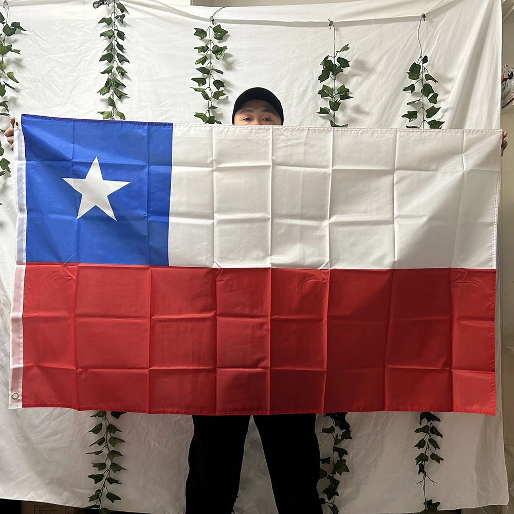（TIKI FLAG）Chile Flag 3x5fts  90x150cm polyester Chl Cl Chile National hanging Flag for home decoration