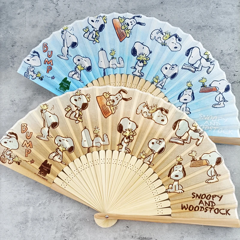 Snoopy Cute Cartoon Men and Women Cotton Folding Fan Creative Exquisite Cartoon Pattern 6-inch Portable Bamboo Fan Wholesale view 2