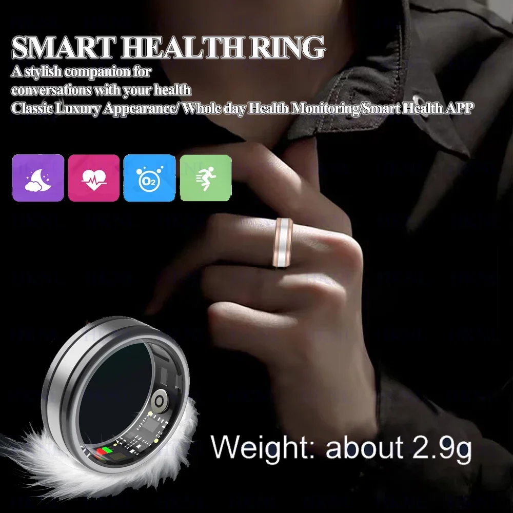 

Smart Ring Men Women Health Detection Heart Rate Sleep Monitor Sports Tracker IP68 Waterproof Big Battery For Men Women New2024