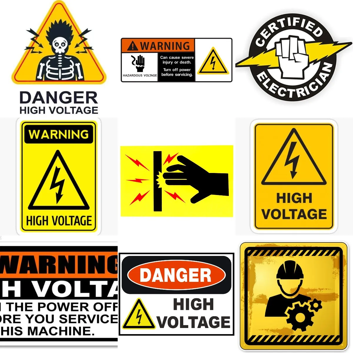 Dangen High Voltage Sign Creative Warning PVC Sticker for Motorcycle Car Fridge Table Truck Bicycle Room Wall Personalized Decal