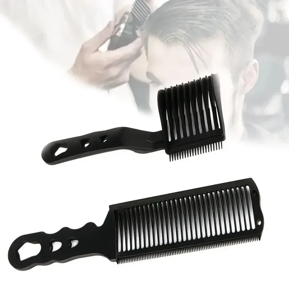 2Pcs Upgrade Barber Flat Top Hair Cut Combs Men's Arc Design Curved Positioning Hair Clipper Comb Salon Hairdresser Styling Tool