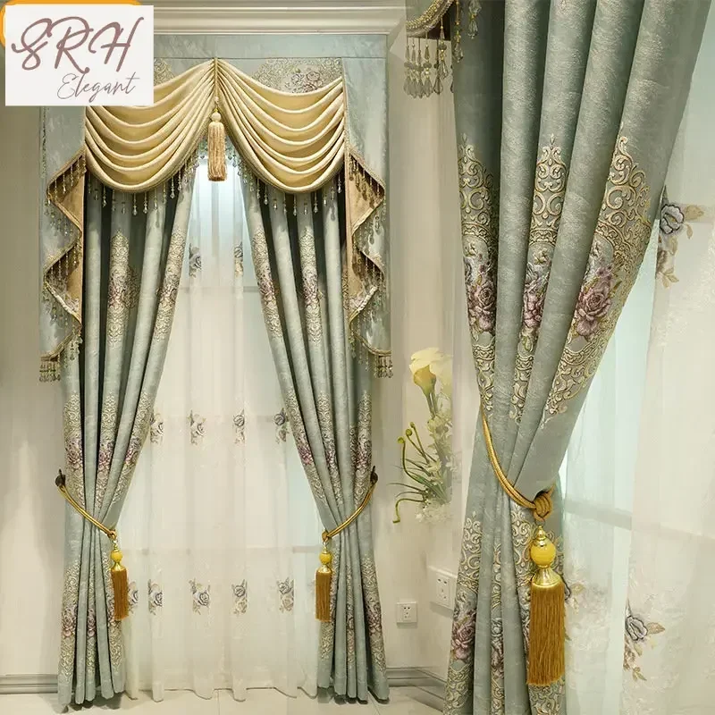 Custom European-Style Curtains For Living Room Bedroom High Shading High Precision Embossed Curtain Roman Curtain Included
