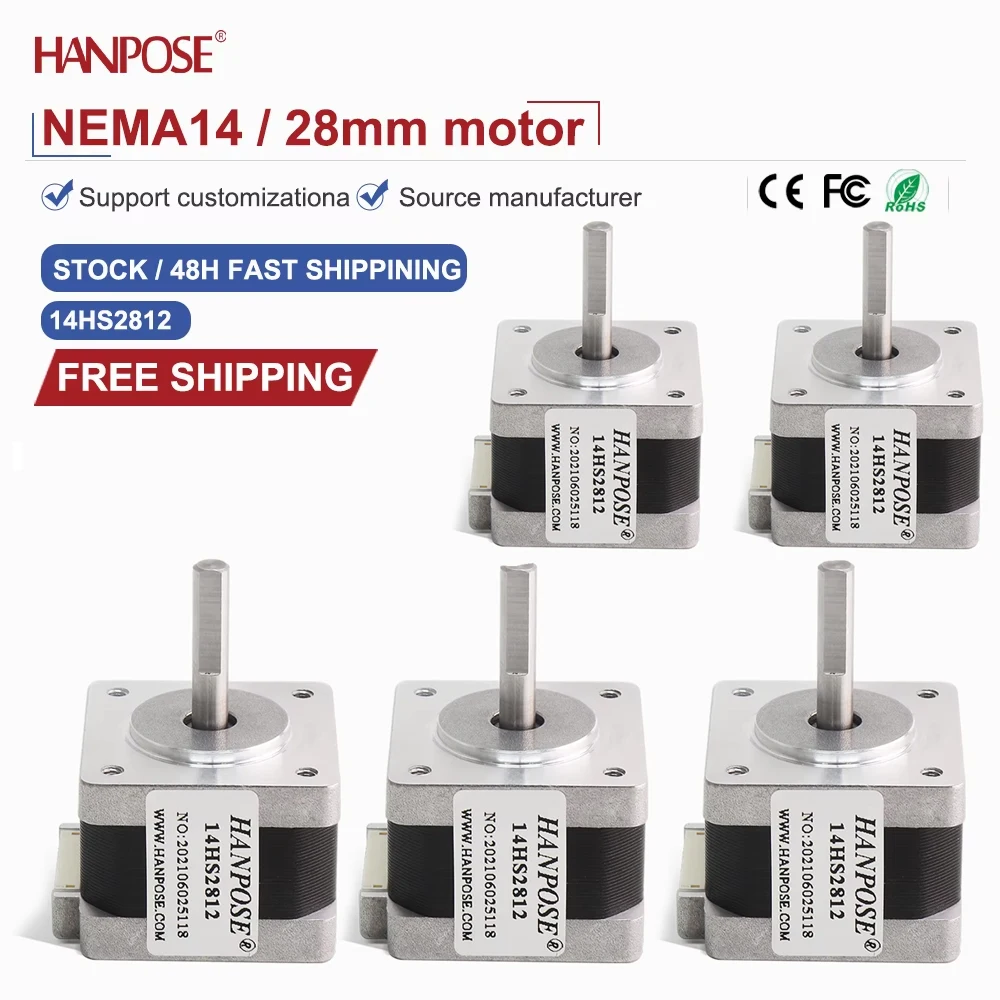 5PCS NEMA14  14HS3512 Miniature Stepper Motor 0.19N. m 1.3A 3D Printing Accessories Motor Manufacturer Direct Sales in Stock