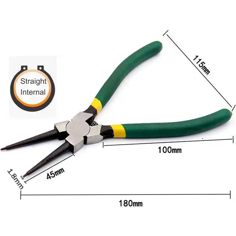 Straight internal Snap Ring Pliers,Spring Design,Anti-Rust,.
