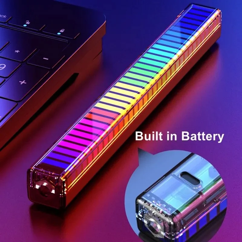 جديد ثلاثية الأبعاد لاقط أضواء الصوت RGB التحكم الصوتي ضوء لاقط إيقاع ضوء المزاج مصباح لسيارة استوديو المنزل مع قوس مضيئة