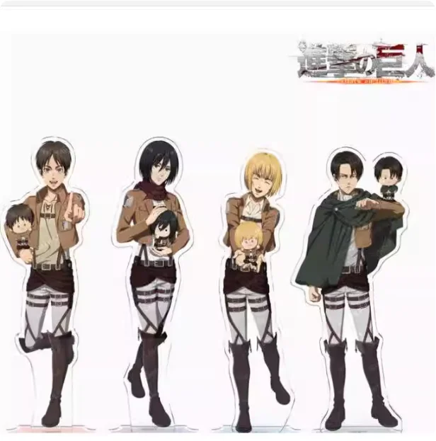 Anime ataque a los Titanes Armin Arlert Mikasa Ackerman Levi Ackerman figura acrílica con soporte modelo placa Cosplay decoración de escritorio