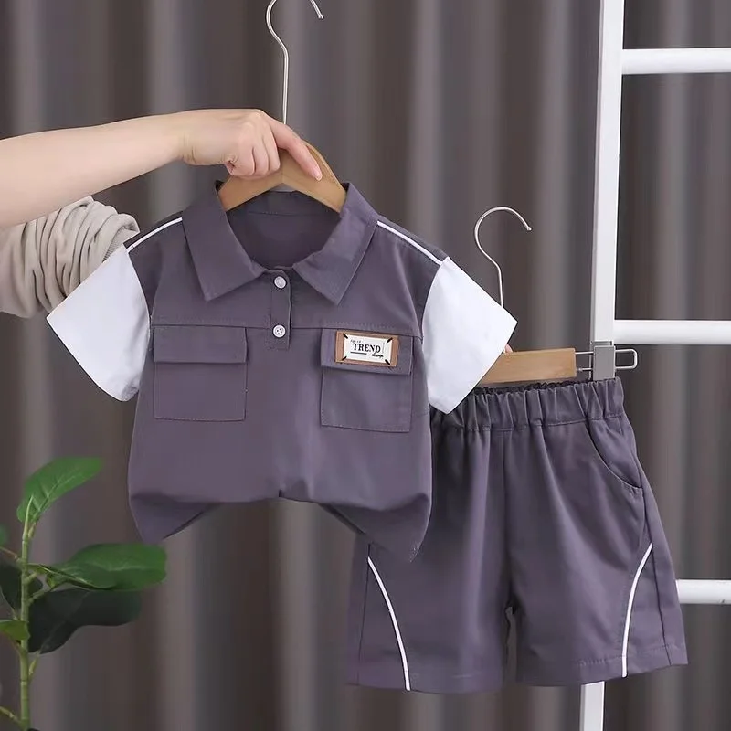 Ropa de verano para bebé, traje de camiseta y pantalones cortos a la moda, chándal informal de algodón para niño pequeño, 2 uds./Set