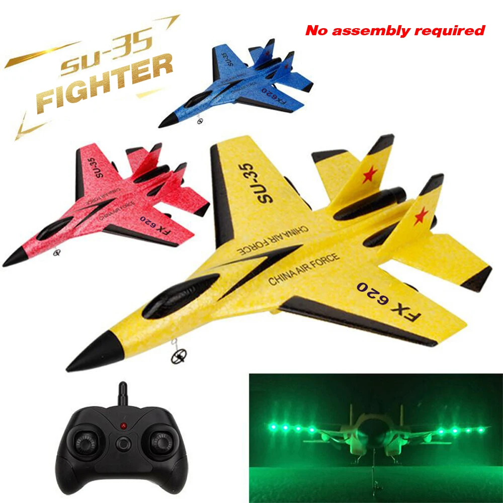 RC Plane SU35 2.4G With LED Lights Aircraft Remote Control Flying Model Glider Airplane F22 FX820 FX620 FX622 A380 EPP Foam Toys