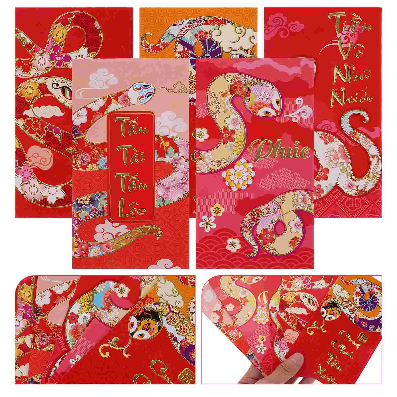 

30 Pcs Cartoon Stickers Vietnamese Red Envelope Spring Festival Envelopes Money Packet Long Chinese Lunar New Year Decor Bride