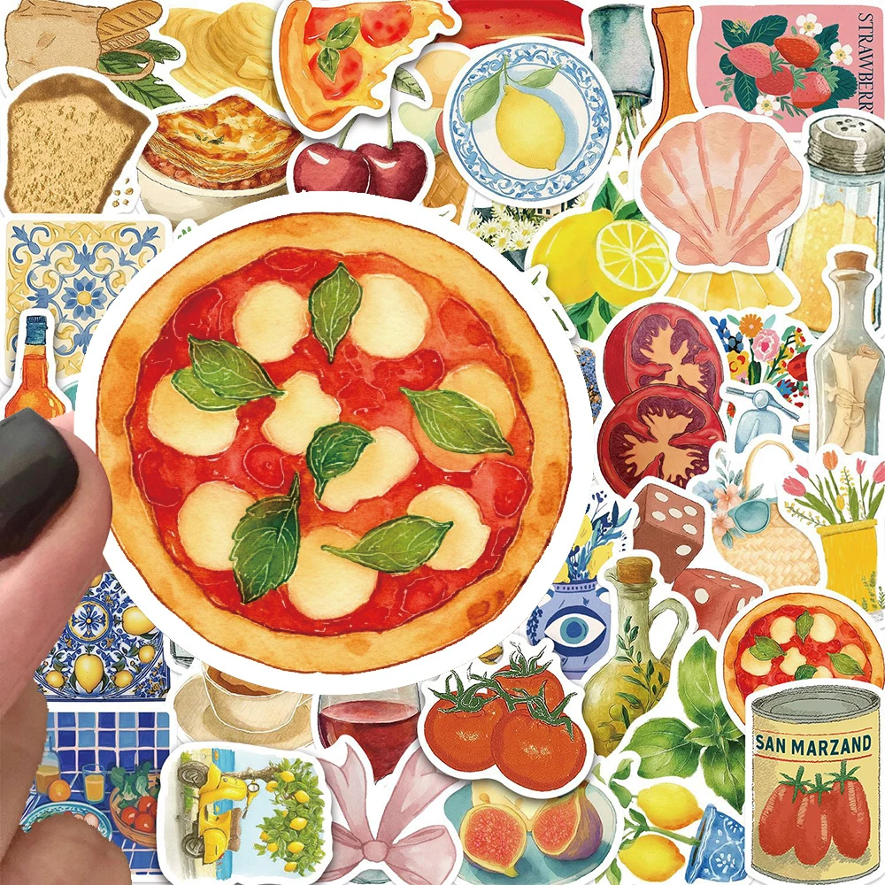 

10/30/50pcs Watercolor Mediterranean Tomato Aesthetic Graffiti Stickers Guitar Notebook Luggage DIY Retro Waterproof Sticker Toy