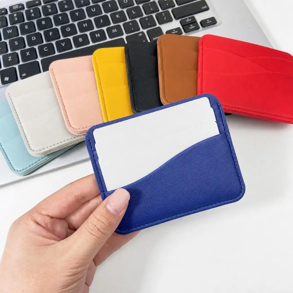 Korean Style Solid Color Card Bag PU Leather Multi-Functional Bank Card Case Ultra-Thin Card Case Wallet Women Men