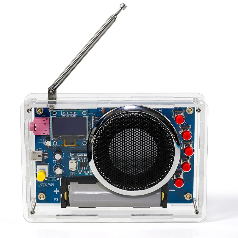 1Set DIY FM Radio Kit OLED Display Radio Assembly Kit 87-108MHz Rechargeable FM Radio Electronic Project Solder Set