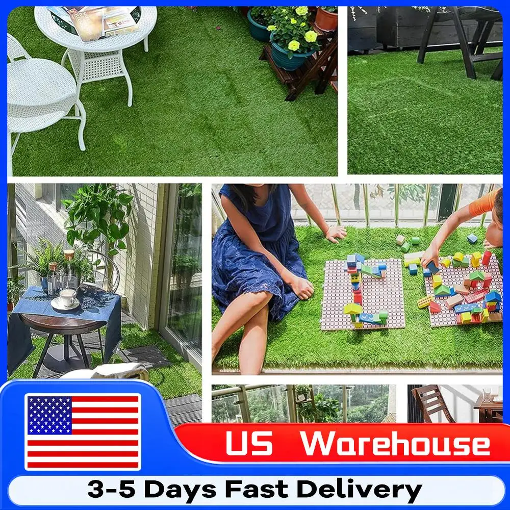

10 Pcs 12 Inchx12 Inch Square Artificial Grass Mat Green Interlocking Grass Flooring Tiles Flooring Decor Pad for Indoor Outdoor