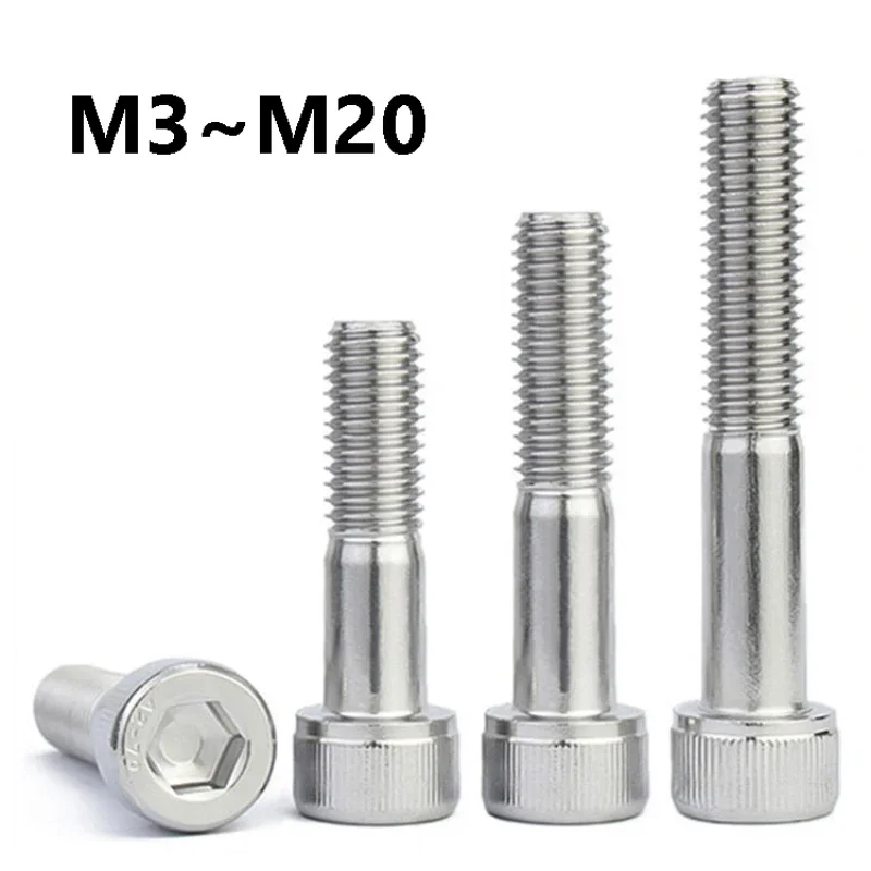 1~5Pcs 304 Stainless Steel Hex Socket Cylinder Head Cap Screw M3 M4 M5 M6 M8 M10 M12 M14 M16 M20 Partial Thread Hex Bolts