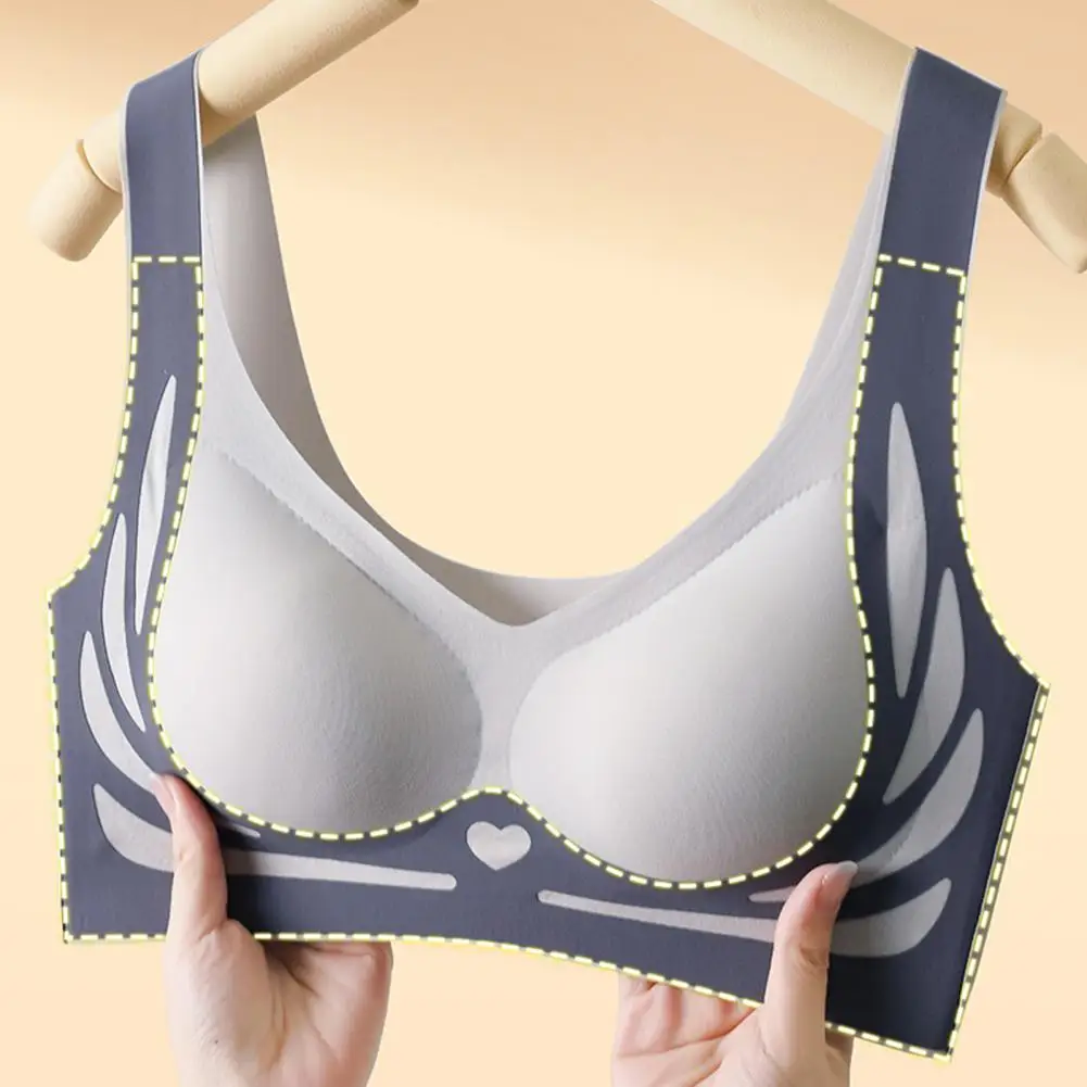 Support Wireless Push-up Bra Supportive Push-up Sports Bra for Exercise with Wide Shoulder Straps Anti-sagging 3d Full Cup