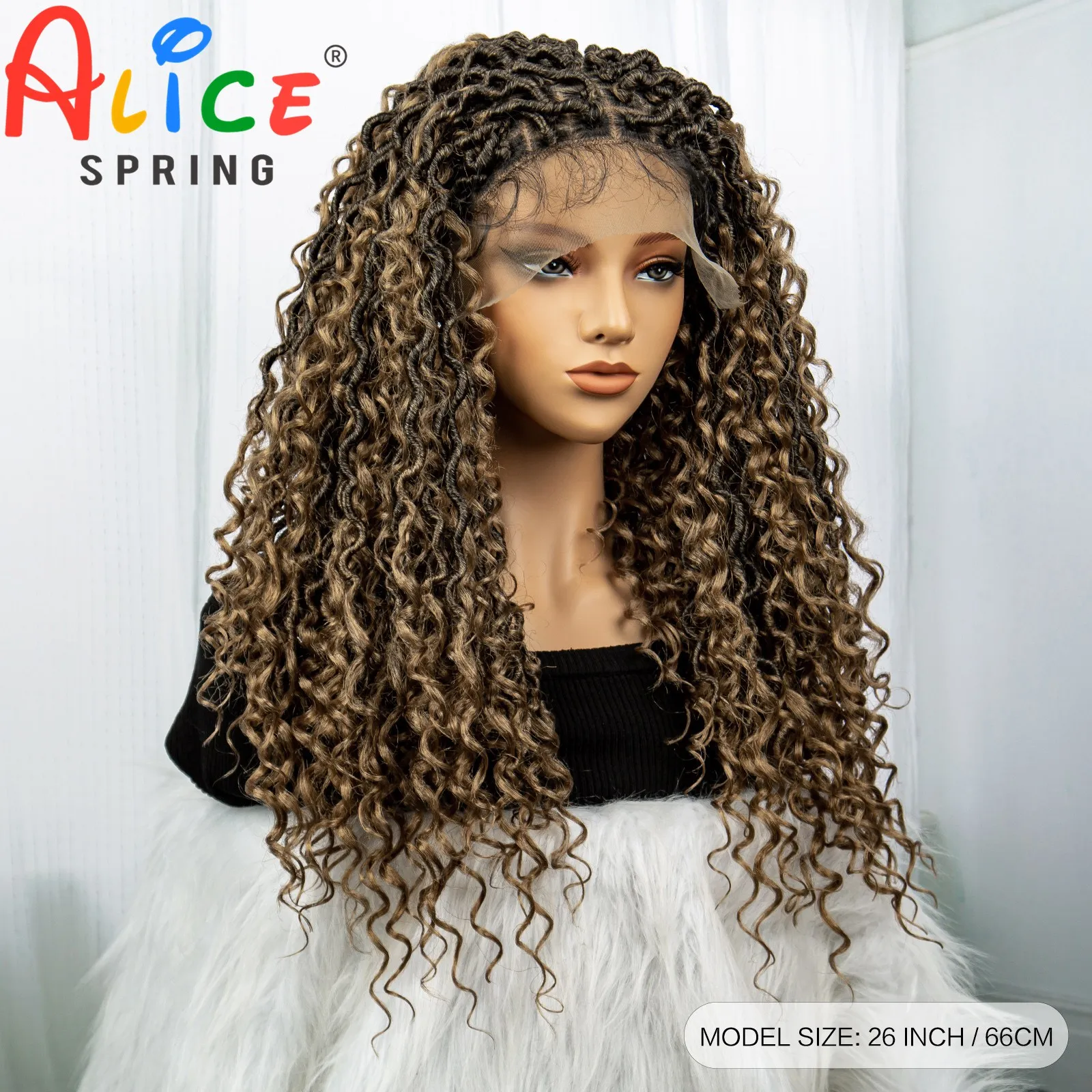 Curly Synthetic Wigs for Black Women Ombre Goddess Faux Locs Braided Wigs with Baby Hair Locs Twist Crochet Curls Braids Wigs