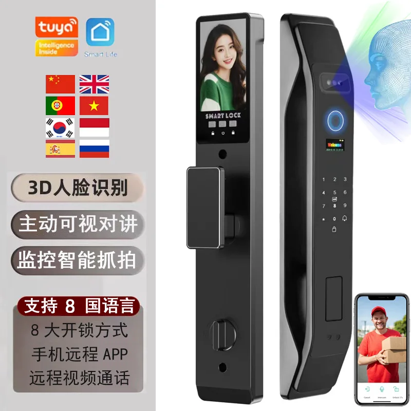 

Doodle Fingerprint Lock Face Recognition Automatic Smart Door Lock with Camera Intercom for International Export Password