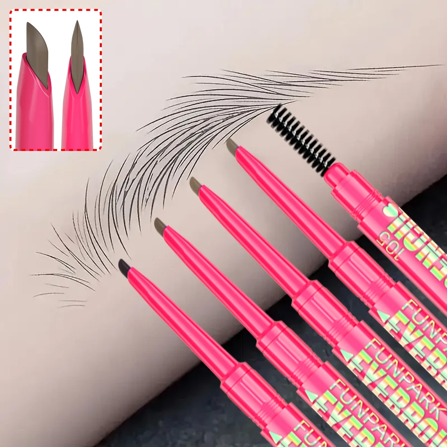 プロフェッショナルナチュラルブラウンブラック防水アイブロウペンシル超極細ブラシ持続 2 で 1 アイブラウンペンメイクアップ女性ギフト