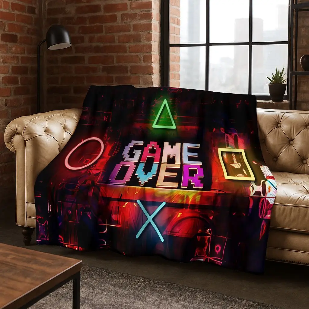 26 Style Gamer Zone Game Controller Flannel Blanket,Warm and Cozy Soft Throw Blanket for Home Bedroom Bed Sofa Travel Cover Kid