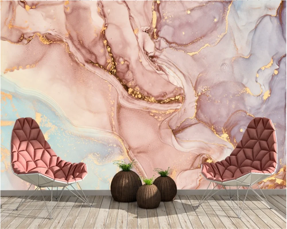 beibehang Custom papier peint Pink Light Luxury Marble Living Room TV Bedroom Decorative Painting Background Wallpaper