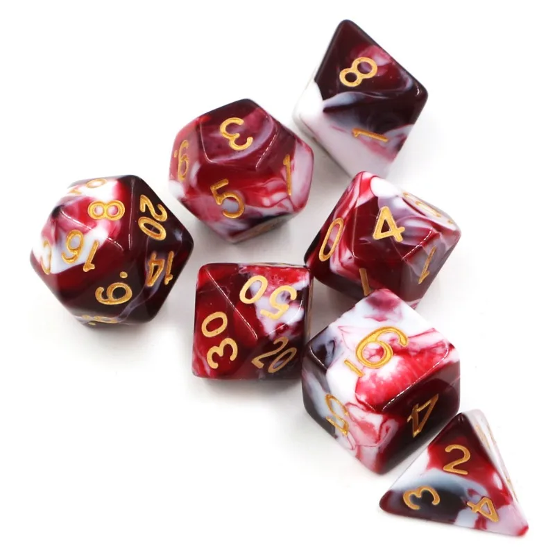 Juego de dados poliédricos rojos y blancos para DND, juego de dados TRPG digitales, entretenimiento para fiestas familiares, suministros para juegos