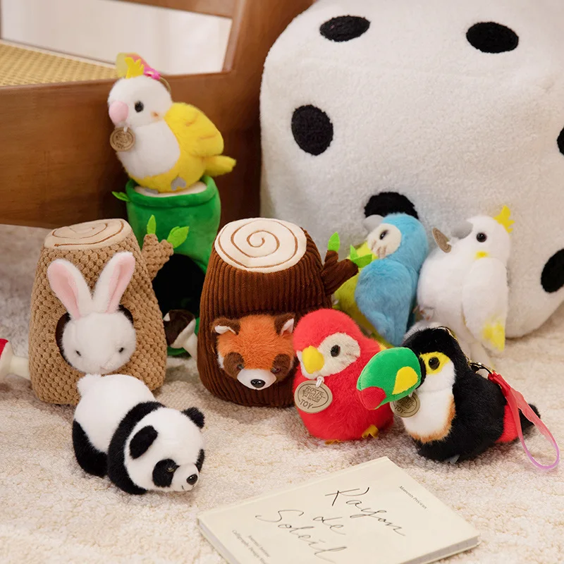 かわいいオウムオオハシぬいぐるみキーホルダー、クラップリング、キュートな鳥のぬいぐるみおもちゃ、バッグアクセサリー、キーホルダー、バックパック、バッグ、車用ぬいぐるみキーリング