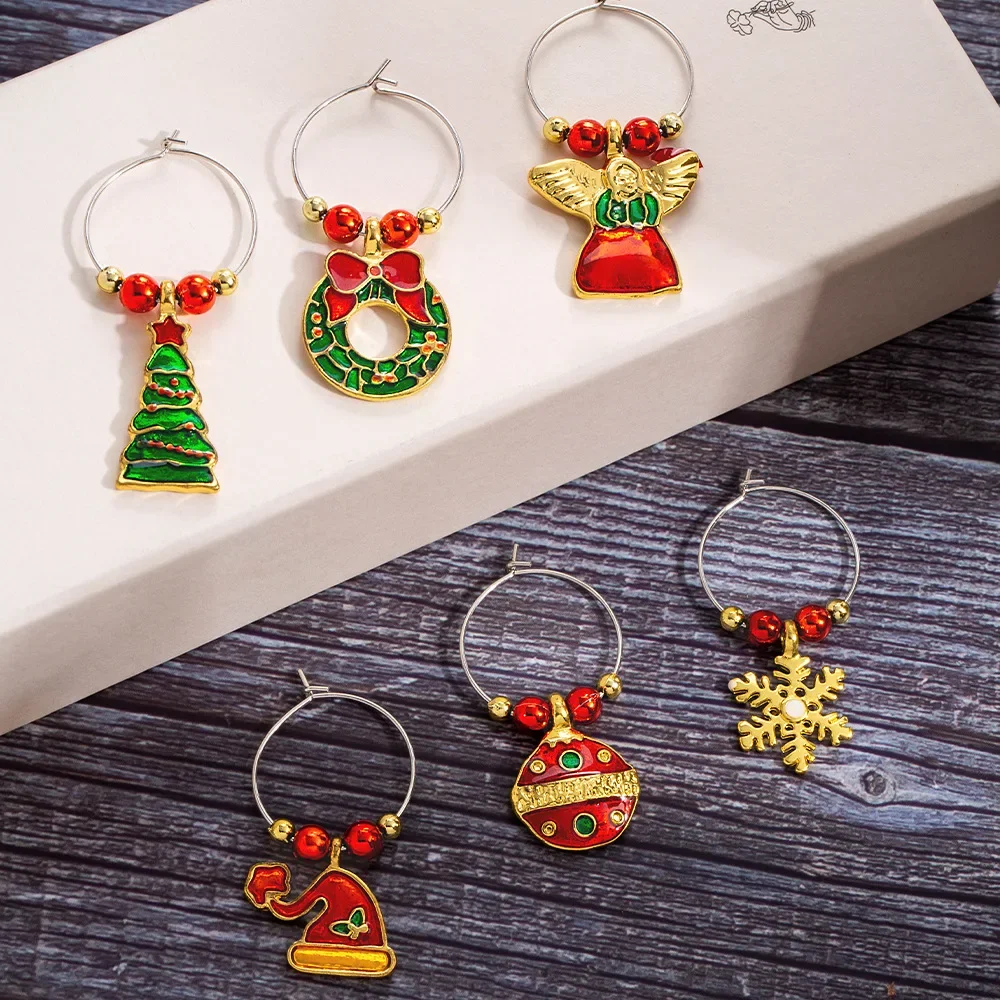 

Аксессуары своими руками для элегантных рождественских нарядов, серия бокал для вина из сплава, рождественские подвески, модные аксессуары для одежды