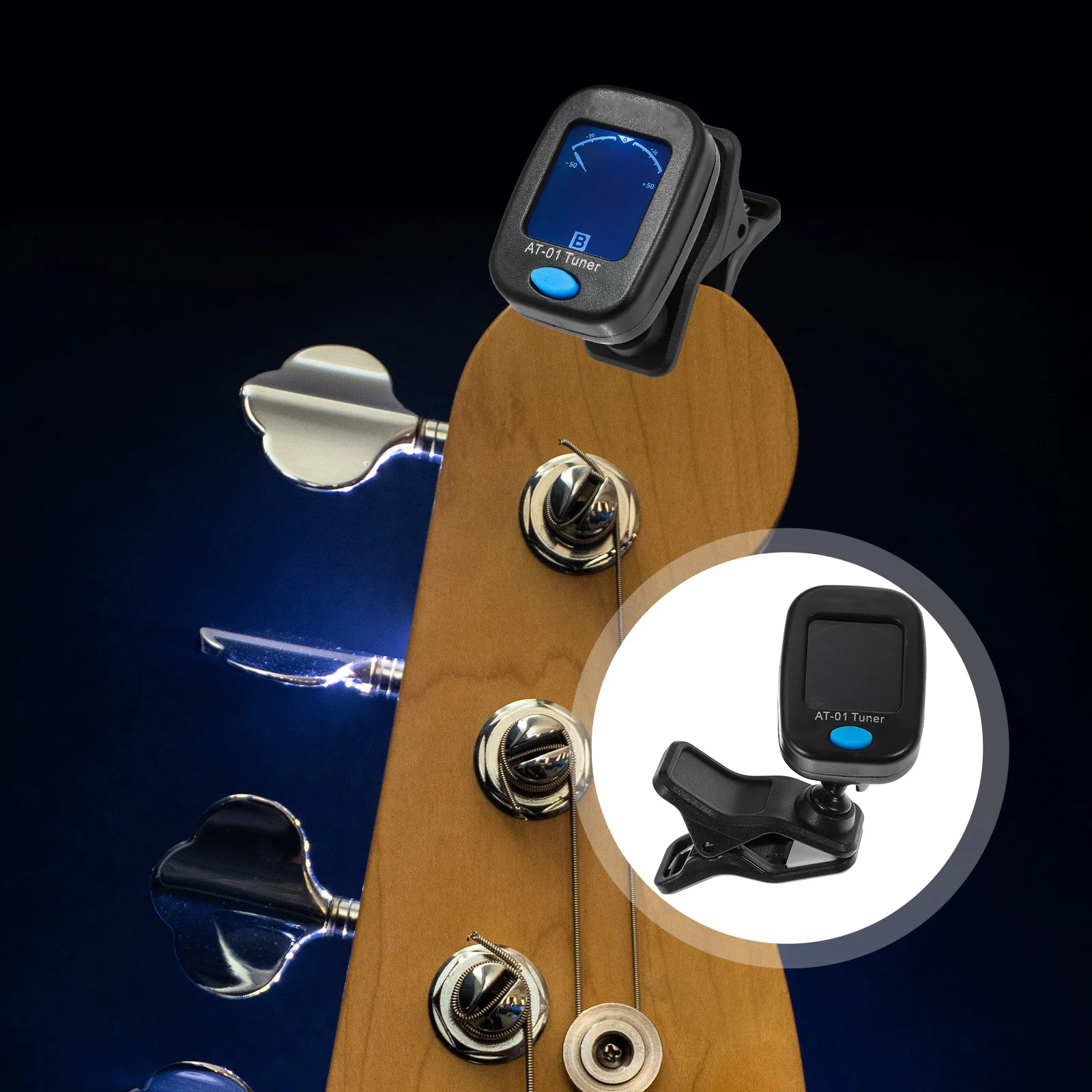 Alat Penyetel Gitar Profesional Portabel Universal untuk Gitar, Biola, Ukulele, Bass dengan Penyetelan Presisi, Alat Penyetel Instrumen Musik yang Berguna