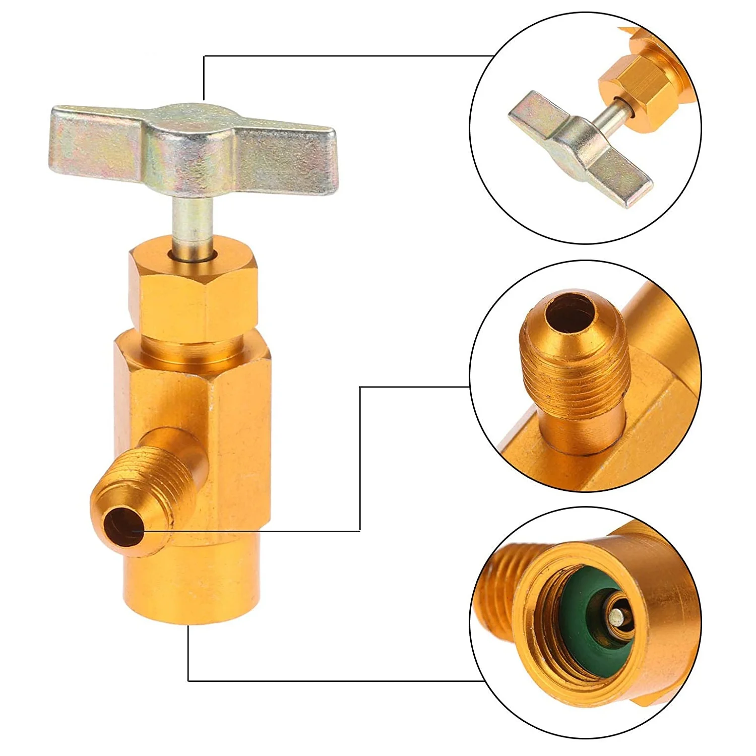 R134A Self-Sealing Manual Refrigerant Can Tap Dispenser Bottle Opener Valve Tool with 1/2\