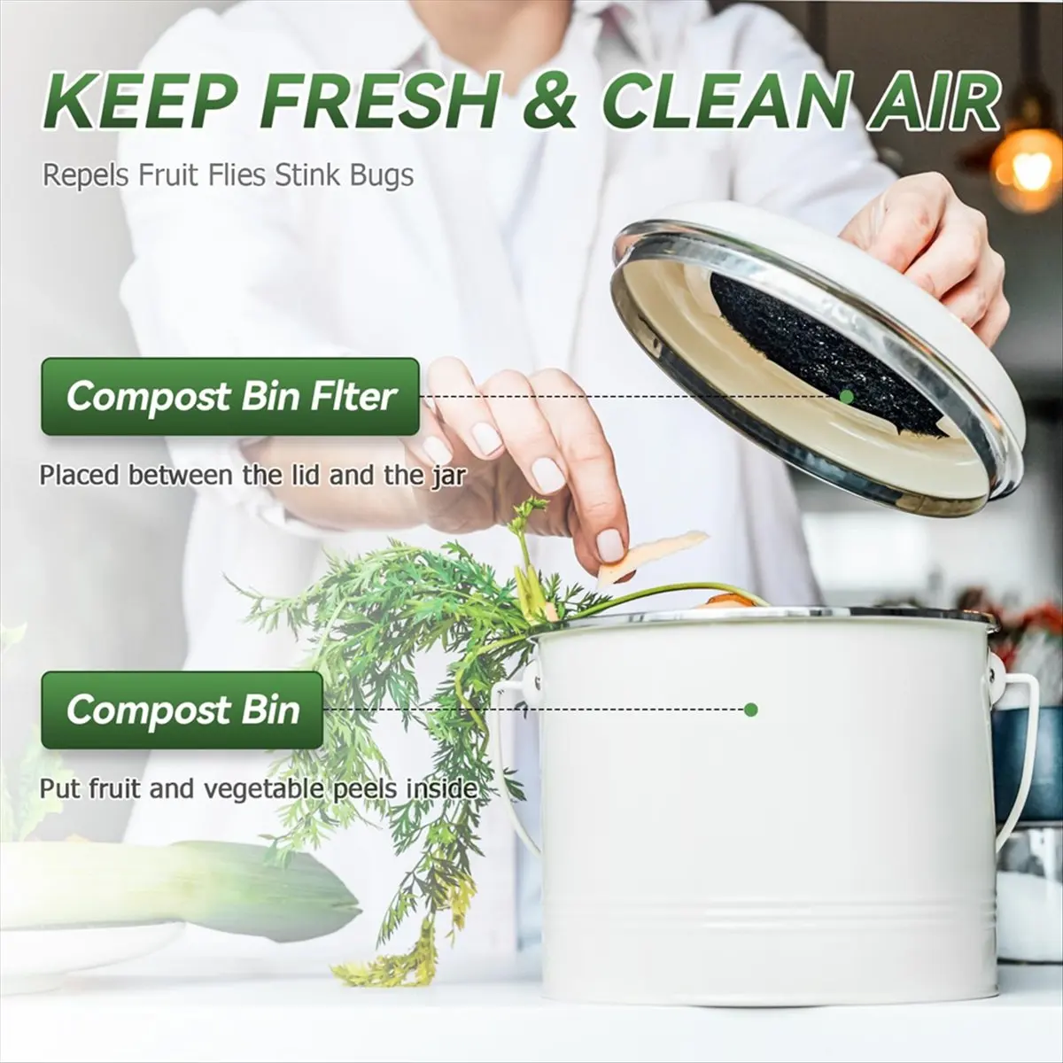 A92G New Compost Bin Filter, 6.7 Inch Filters for Kitchen Compost Bucket Home Countertop Compost Pail Relpacement Filter,12 Pack