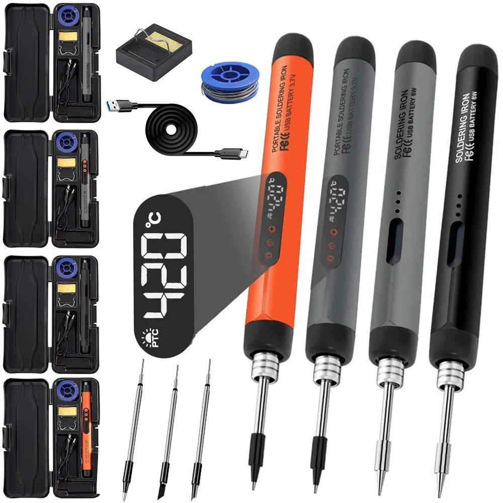 Multifunctional USB Digital Electric Soldering Iron Set Kit Intelligent 300-450℃ Temperature Adjustable Solder Welding Iron Tool